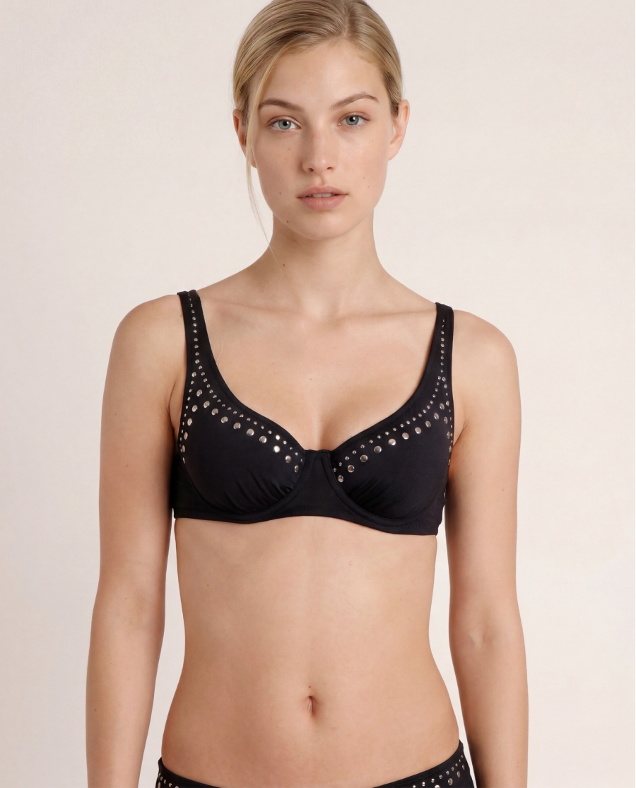 ADMAS Bikini Aro Metallic Stones para Mujer NEGRO