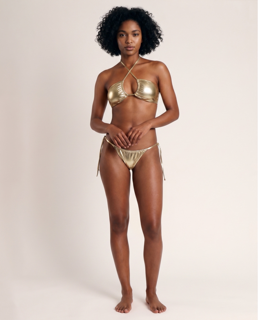 ADMAS Bikini Bandeau Multiposición Kim K para Mujer ORO