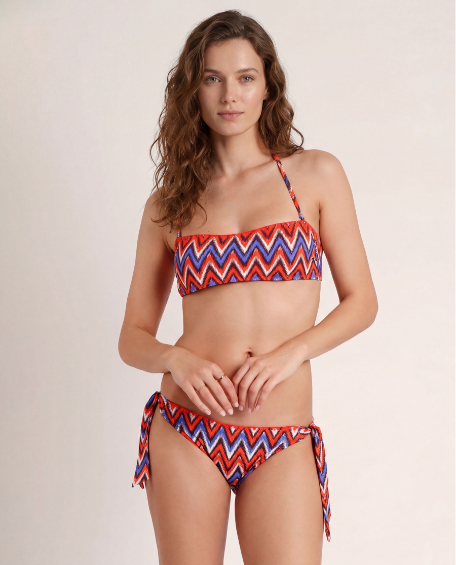 ADMAS Bikini Bandeau Ethnic Waves para Mujer NARANJA