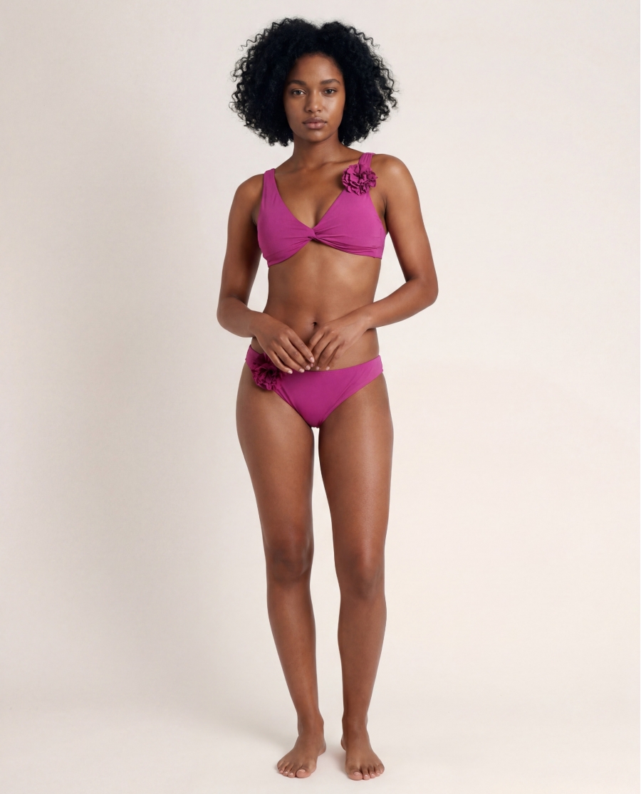 ADMAS Bikini Halter Drapeado Beach Style para Mujer BUGANVILLA