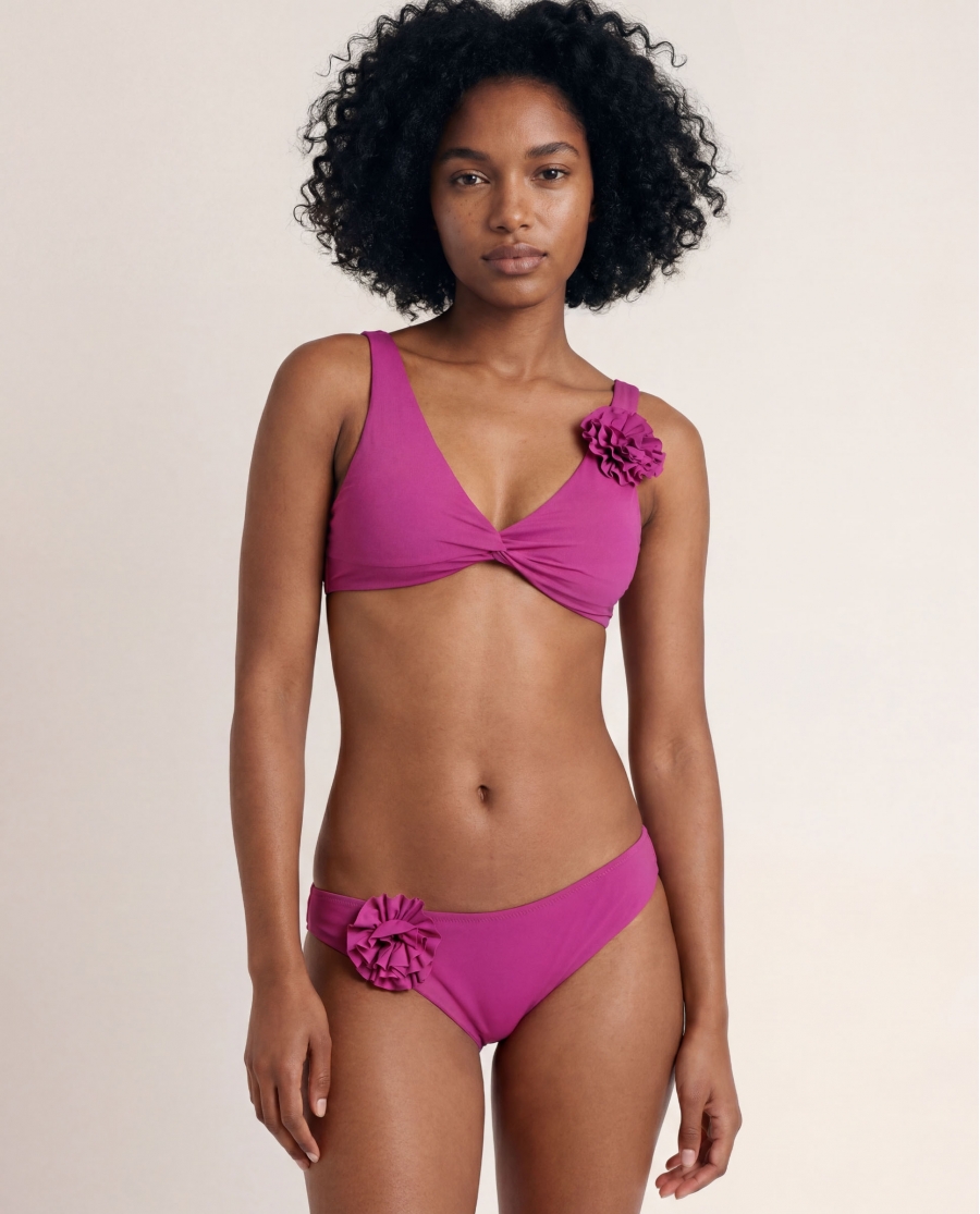 ADMAS Bikini Halter Drapeado Beach Style para Mujer BUGANVILLA