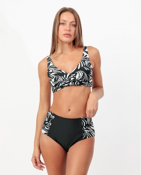 ADMAS Bikini Reductor Bandas Curvy Black and White para Mujer NEGRO
