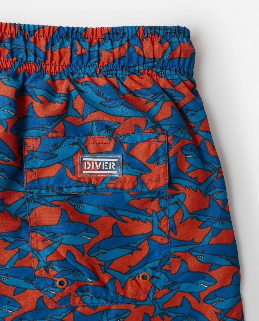 DIVER Bañador Sharks para Hombre NARANJA