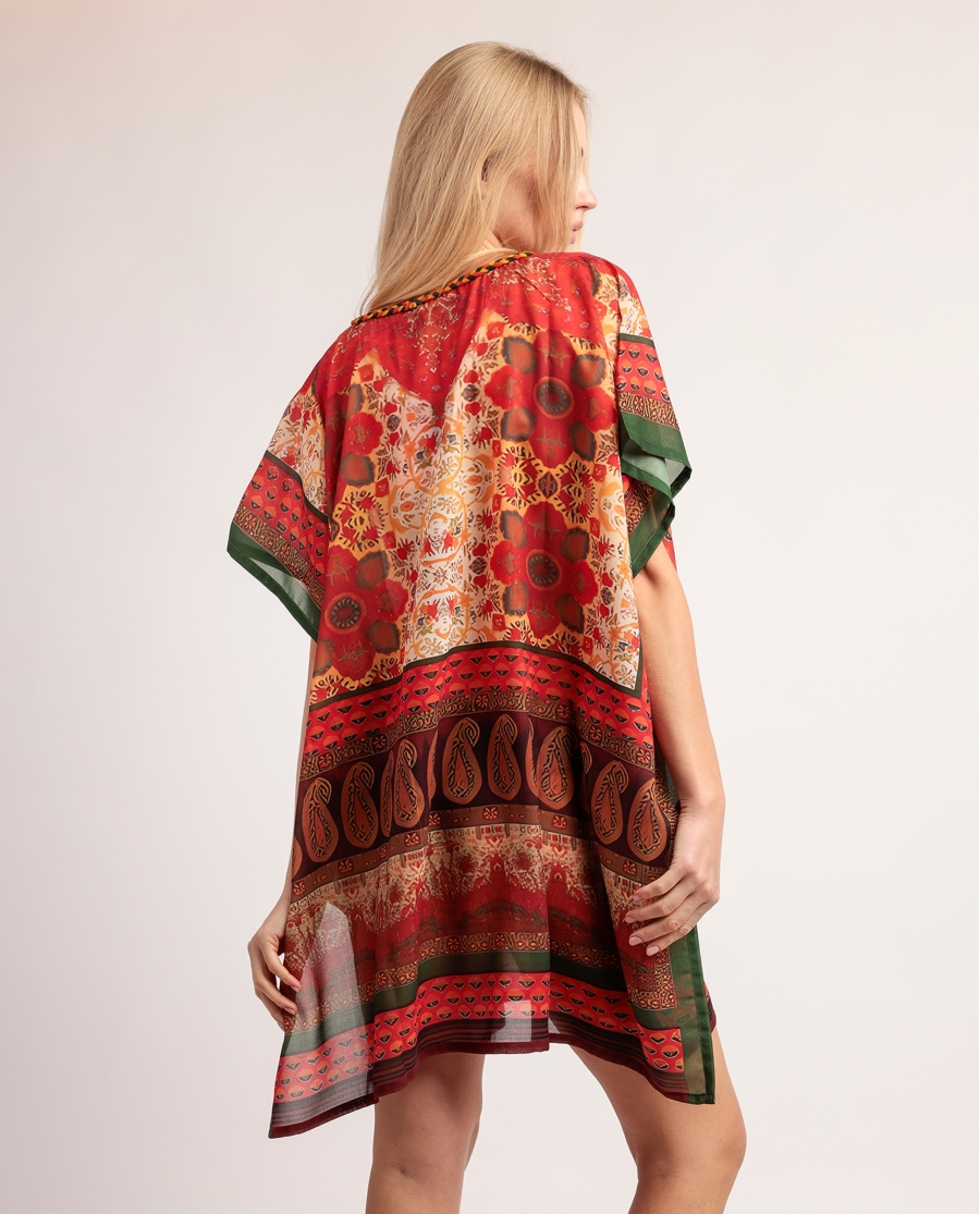 ADMAS Vestido Kaftan Manga Corta Mandala para Mujer MULTICOLOR