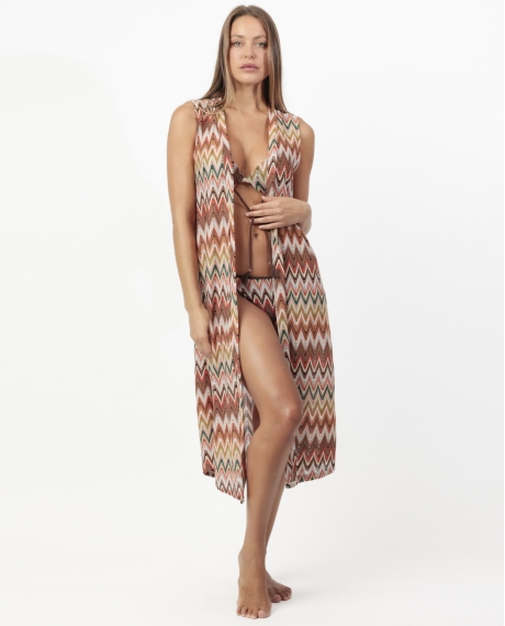 ADMAS Chaleco Largo Sea Waves para Mujer MULTICOLOR