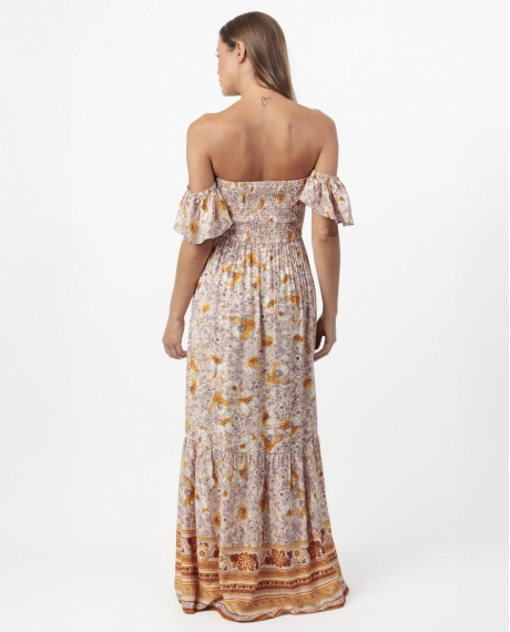 ADMAS Vestido Palabra de Honor Orange Flowers para Mujer ROSA 2