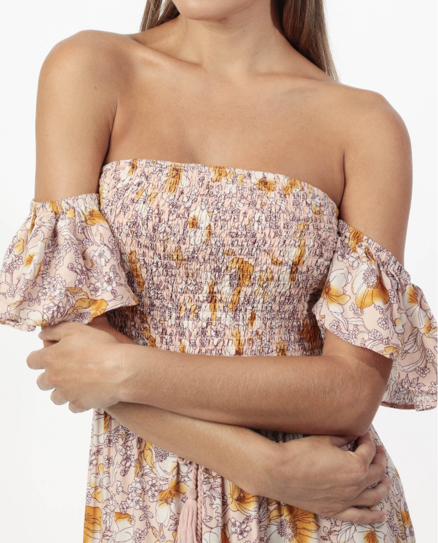 ADMAS Vestido Palabra de Honor Orange Flowers para Mujer ROSA