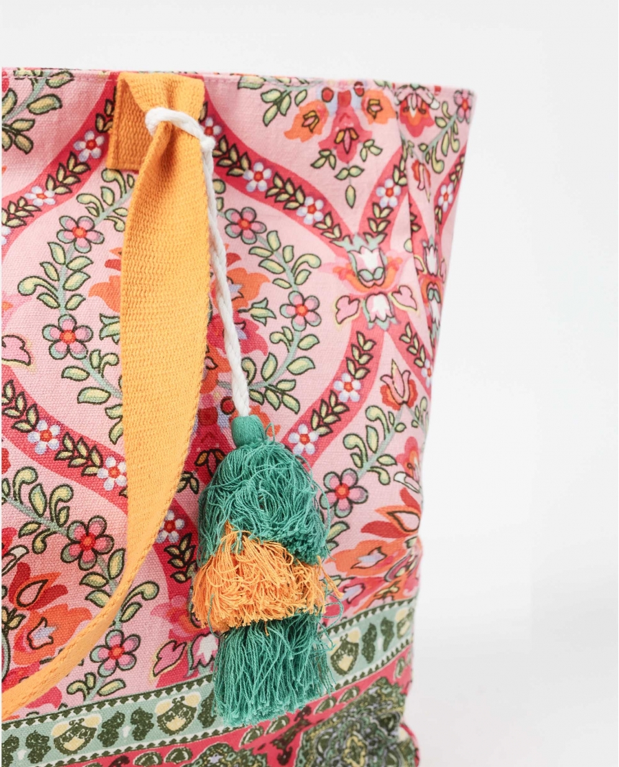 ADMAS Bolso Big Multicolour Pompom para Mujer AMARILLO