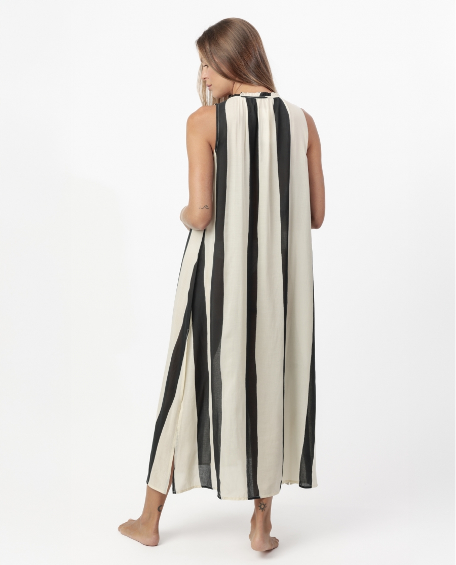 ADMAS Vestido Sin Mangas White & Black para Mujer NEGRO