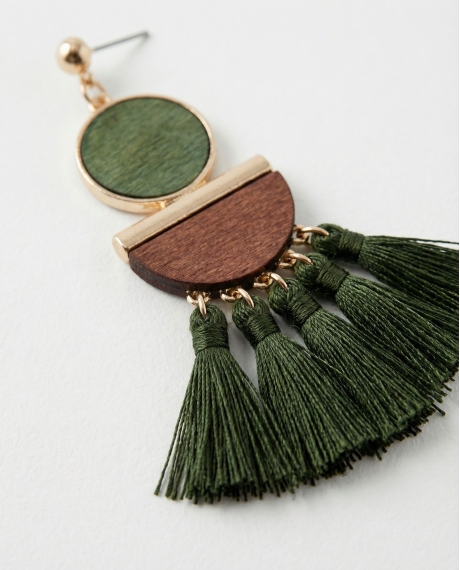 ADMAS Pendientes Flecos Deep Green para Mujer, (Caja 6 pares) VERDE 2