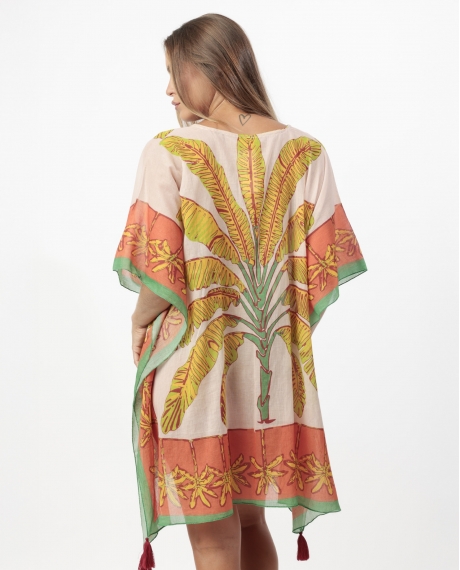 ADMAS Vestido Kaftan Manga Corta Palm Naranja para Mujer NARANJA 2