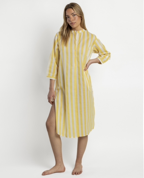 ADMAS Vestido Manga Francesa Stripes Love para Mujer AMARILLO