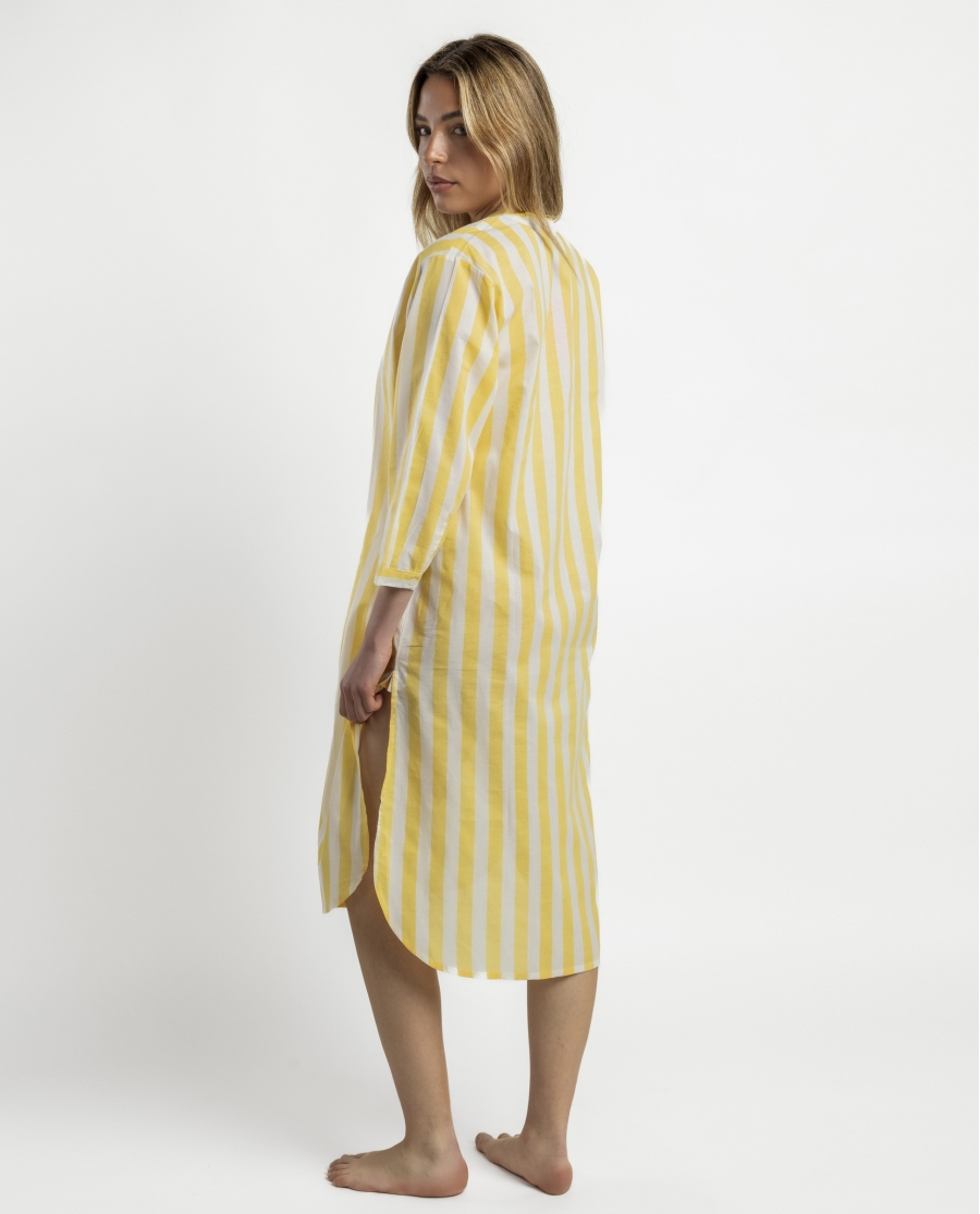 ADMAS Vestido Manga Francesa Stripes Love para Mujer AMARILLO