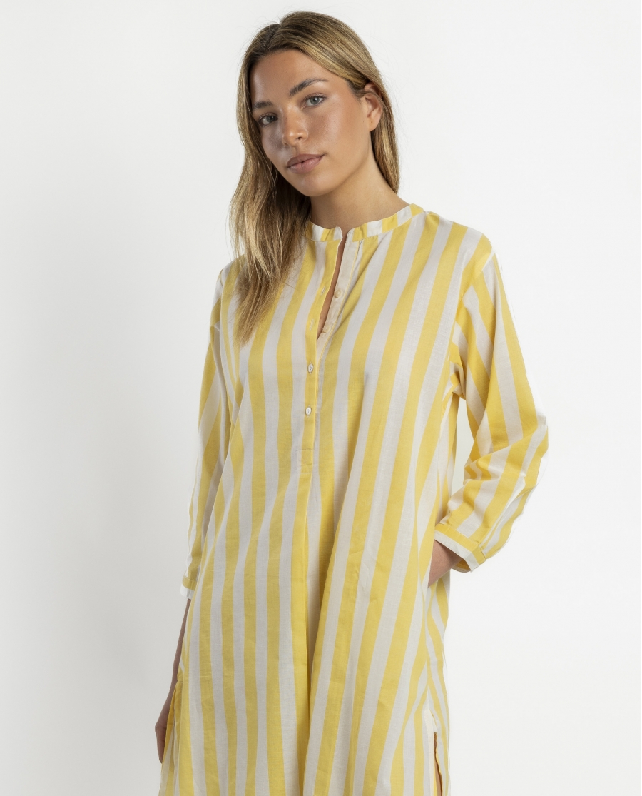 ADMAS Vestido Manga Francesa Stripes Love para Mujer AMARILLO