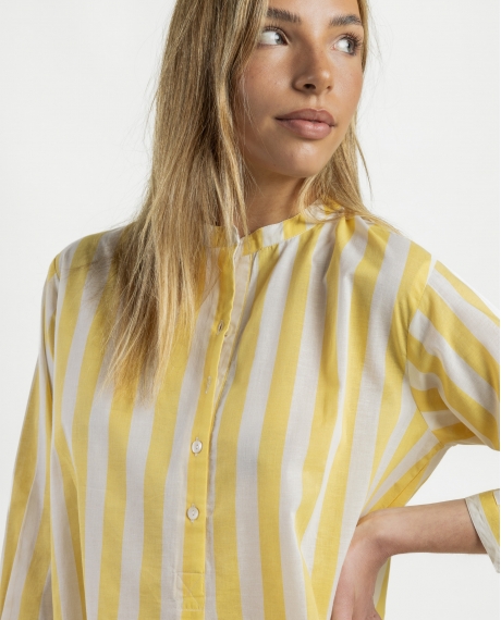 ADMAS Vestido Manga Francesa Stripes Love para Mujer AMARILLO 2
