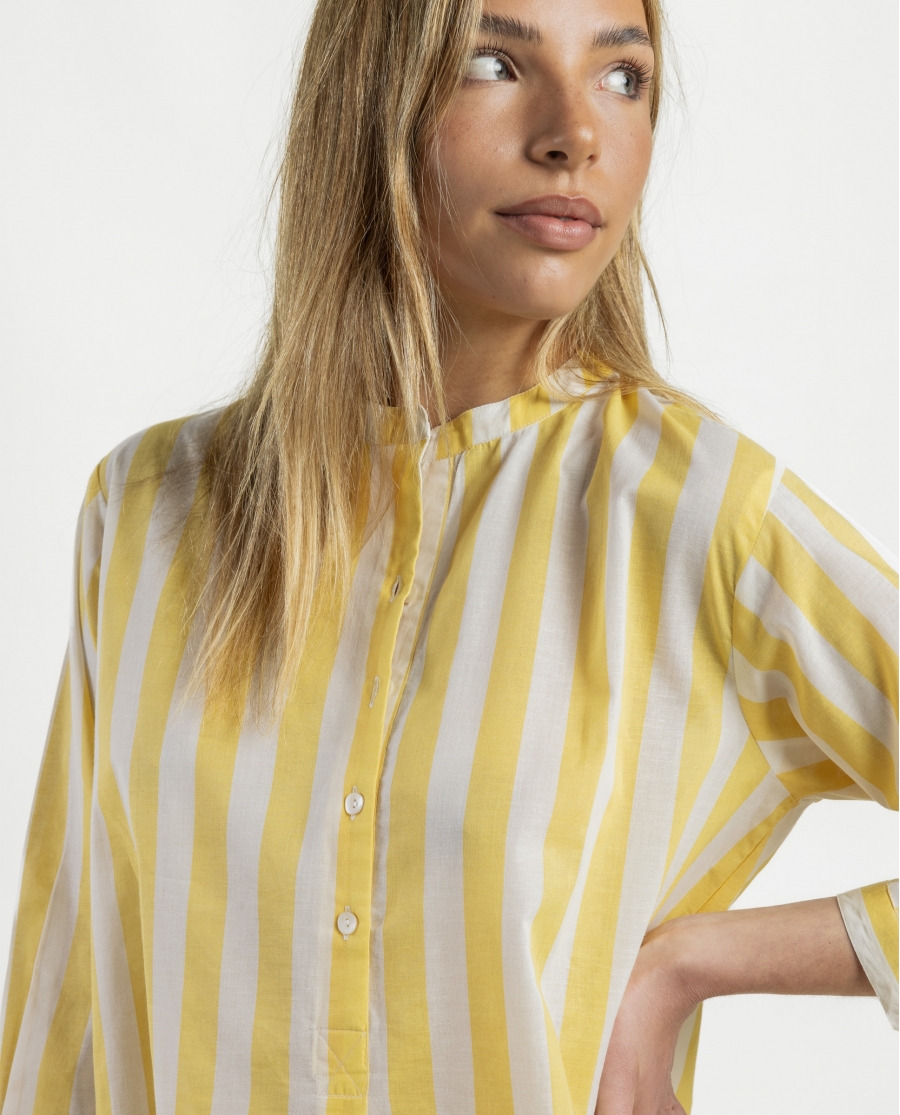 ADMAS Vestido Manga Francesa Stripes Love para Mujer AMARILLO