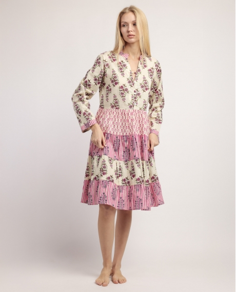 ADMAS Vestido Manga Larga Folklore para Mujer ROSA