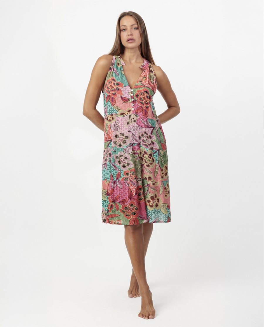 ADMAS Vestido Sin Mangas Patchwork para Mujer MULTICOLOR