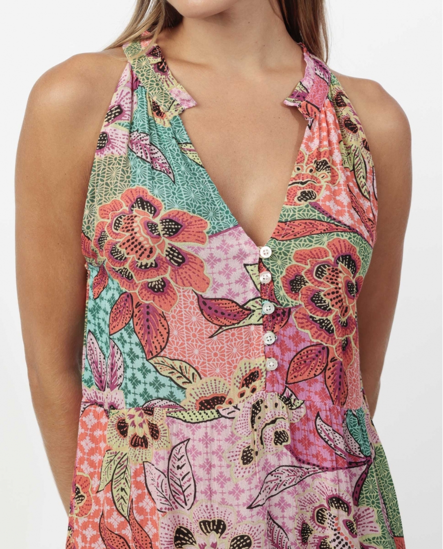 ADMAS Vestido Sin Mangas Patchwork para Mujer MULTICOLOR