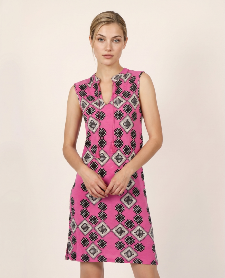 ADMAS Vestido Sin Mangas Art Deco para Mujer FUCSIA