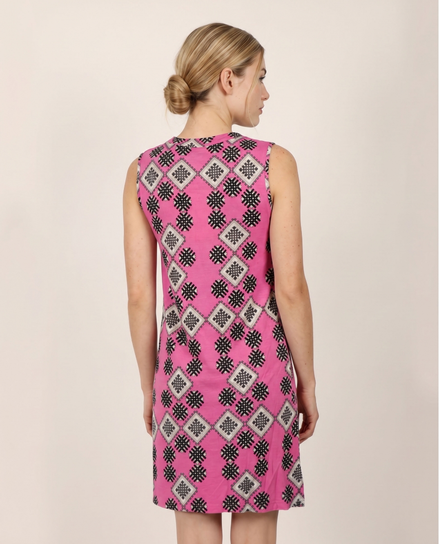 ADMAS Vestido Sin Mangas Art Deco para Mujer FUCSIA