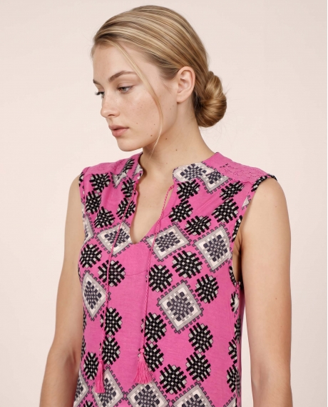 ADMAS Vestido Sin Mangas Art Deco para Mujer FUCSIA 2