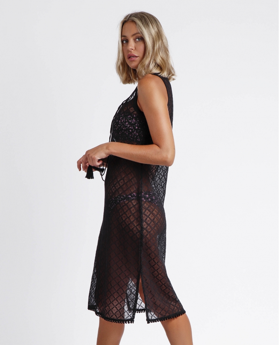 ADMAS Vestido Sin Mangas Basic para Mujer NEGRO