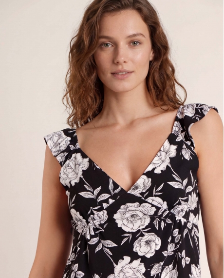 ADMAS Vestido Sin Mangas Beach Flowers para Mujer NEGRO 2