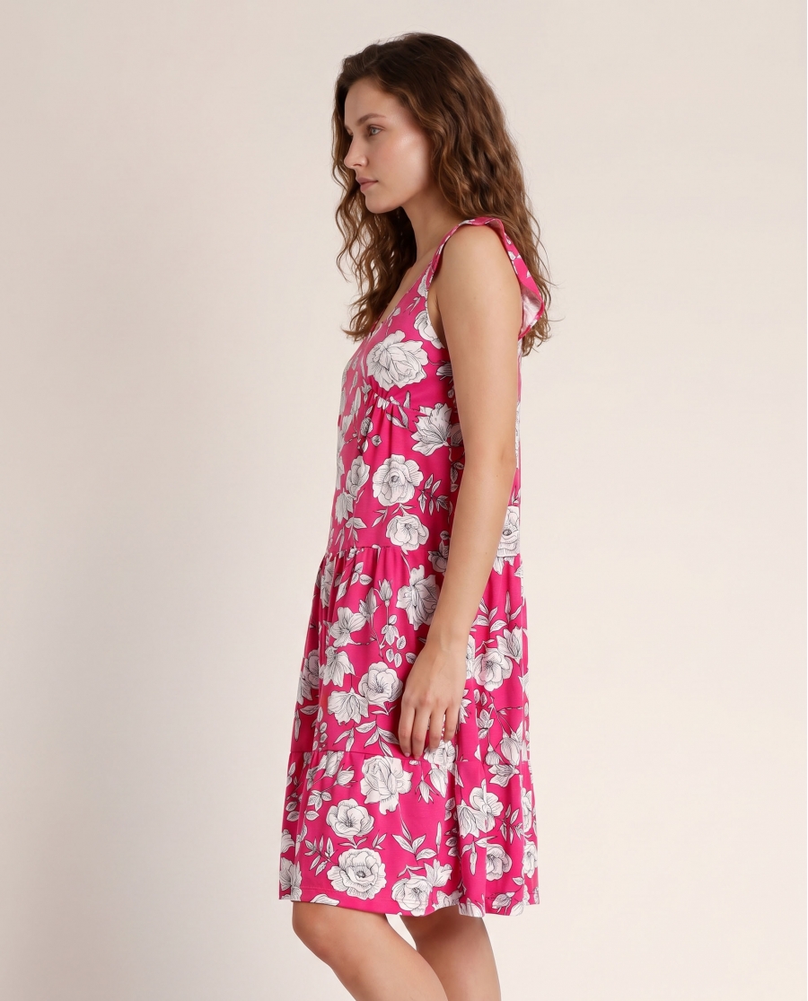 ADMAS Vestido Sin Mangas Beach Flowers para Mujer FUCSIA