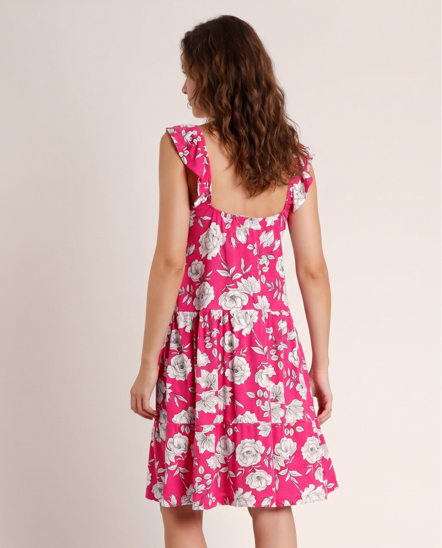 ADMAS Vestido Sin Mangas Beach Flowers para Mujer FUCSIA