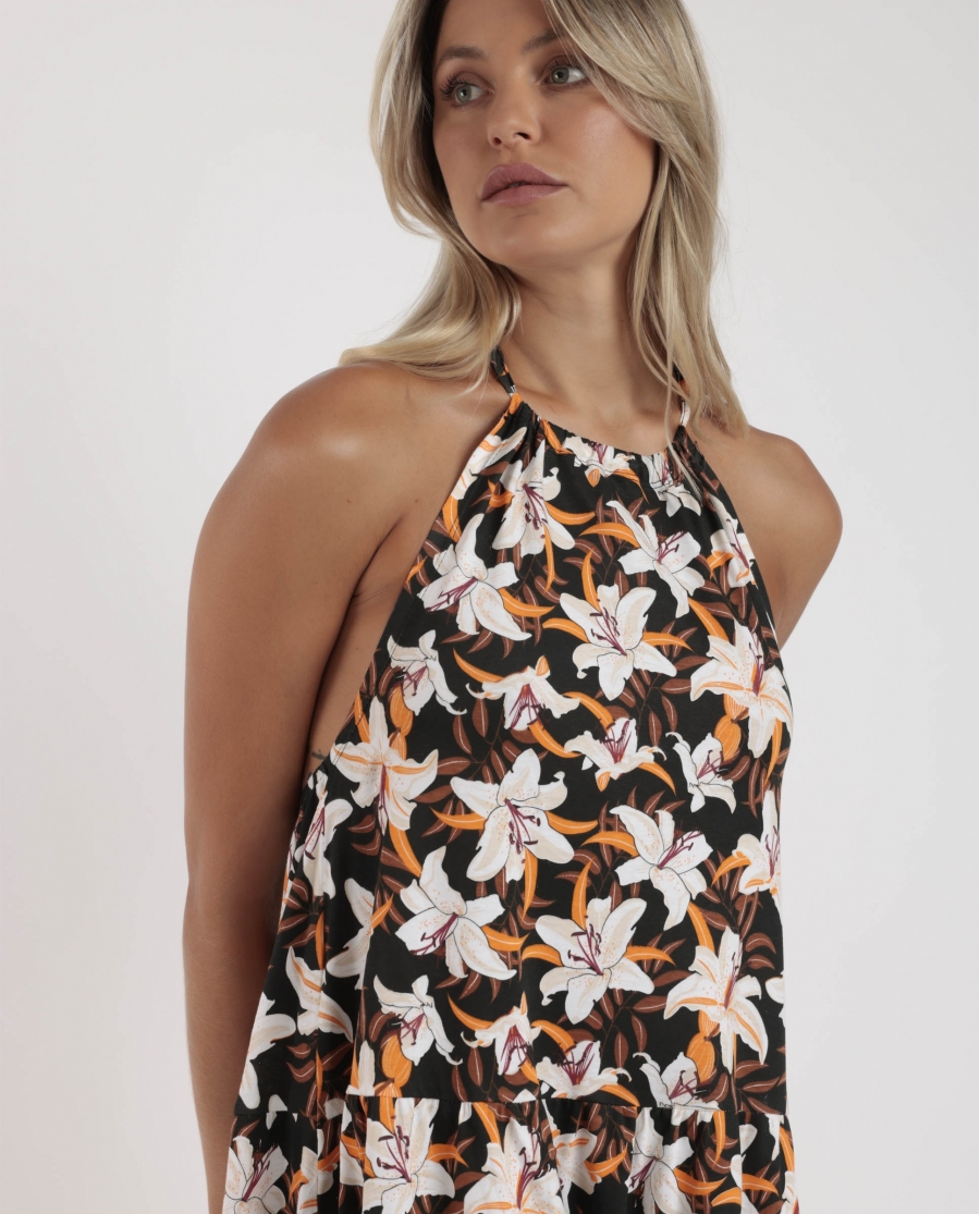 ADMAS Vestido Halter Sunset Jungle para Mujer FLORES