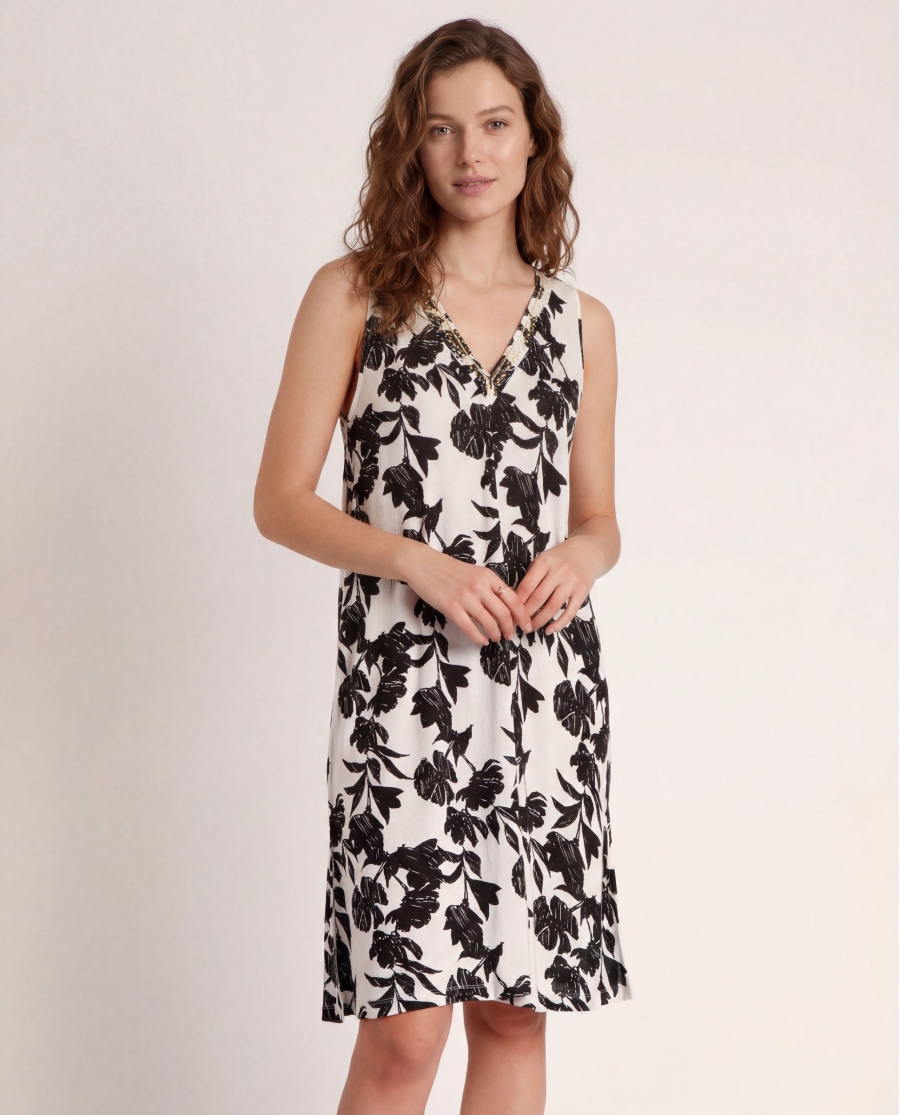 ADMAS Vestido Sin Mangas Waves para Mujer BLANCO