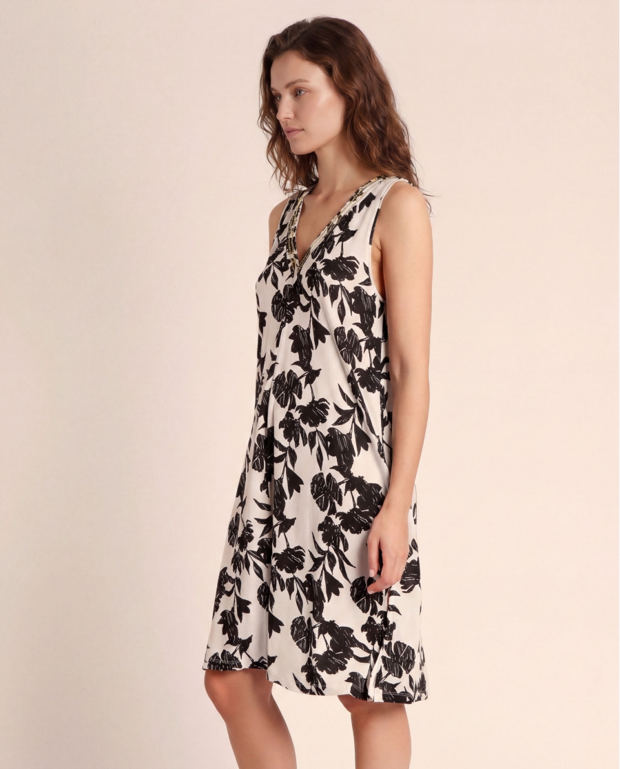 ADMAS Vestido Sin Mangas Waves para Mujer BLANCO