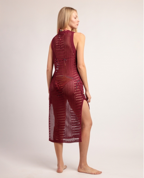ADMAS Vestido Sin Mangas Calado Open Knit para Mujer MORADO 2