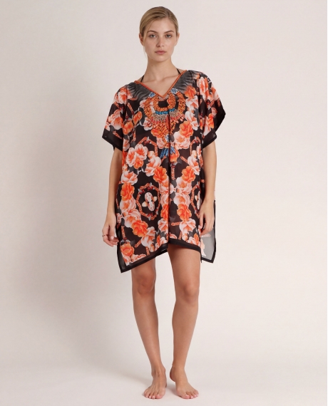 ADMAS Vestido Kaftán Flores Naranjas para Mujer MULTICOLOR