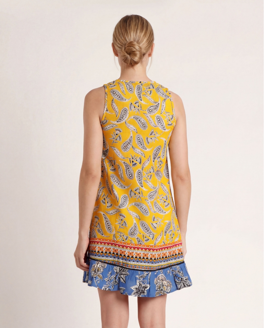 ADMAS Vestido Sin Mangas Hippy Beach para Mujer AMARILLO