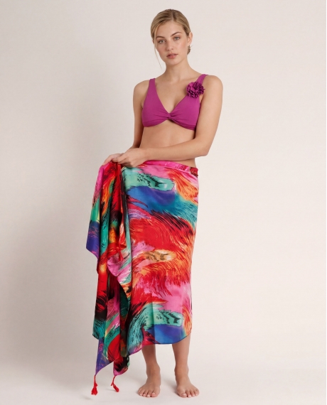 ADMAS Pareo Plumas Tropical para Mujer MULTICOLOR