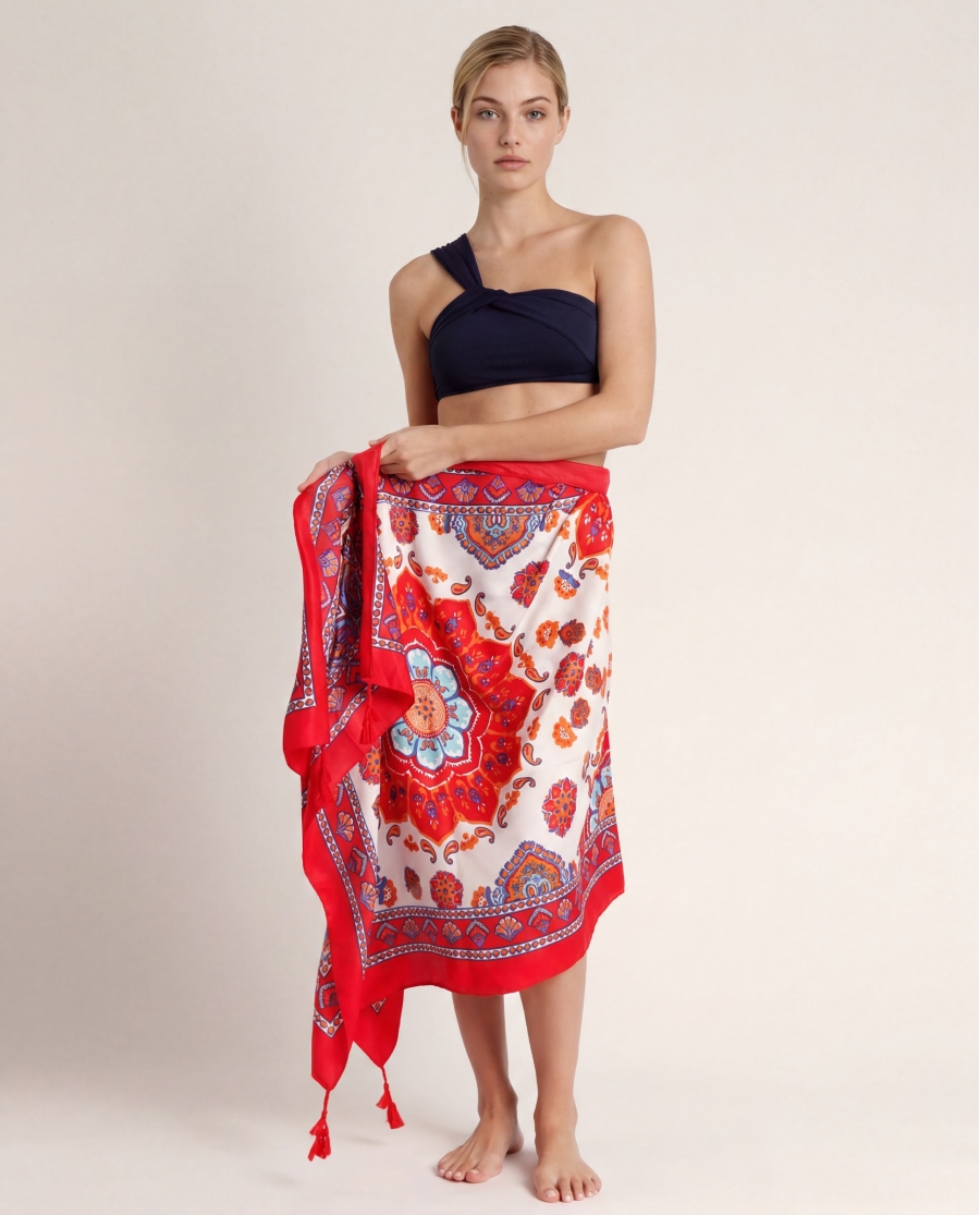ADMAS Pareo Mandala Rojo para Mujer ROJO