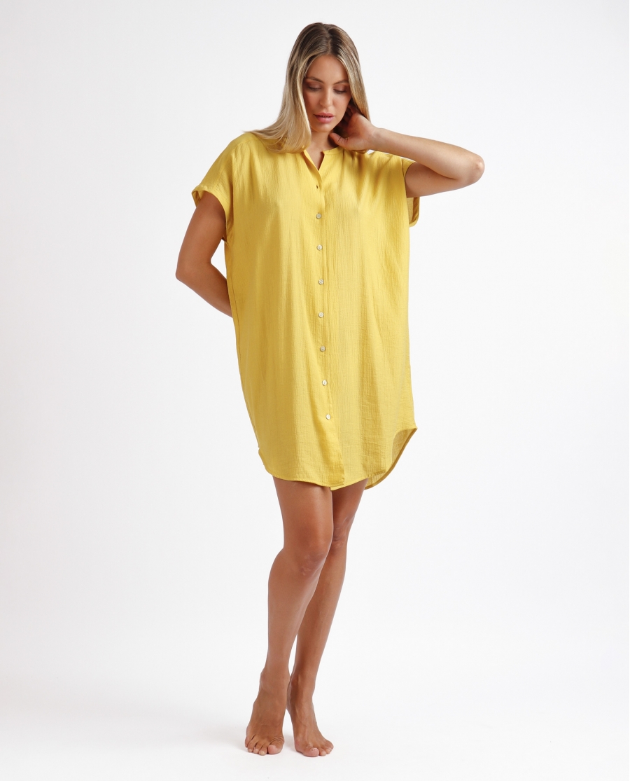 ADMAS Vestido Camisero Manga Corta Fluido para Mujer LIMA
