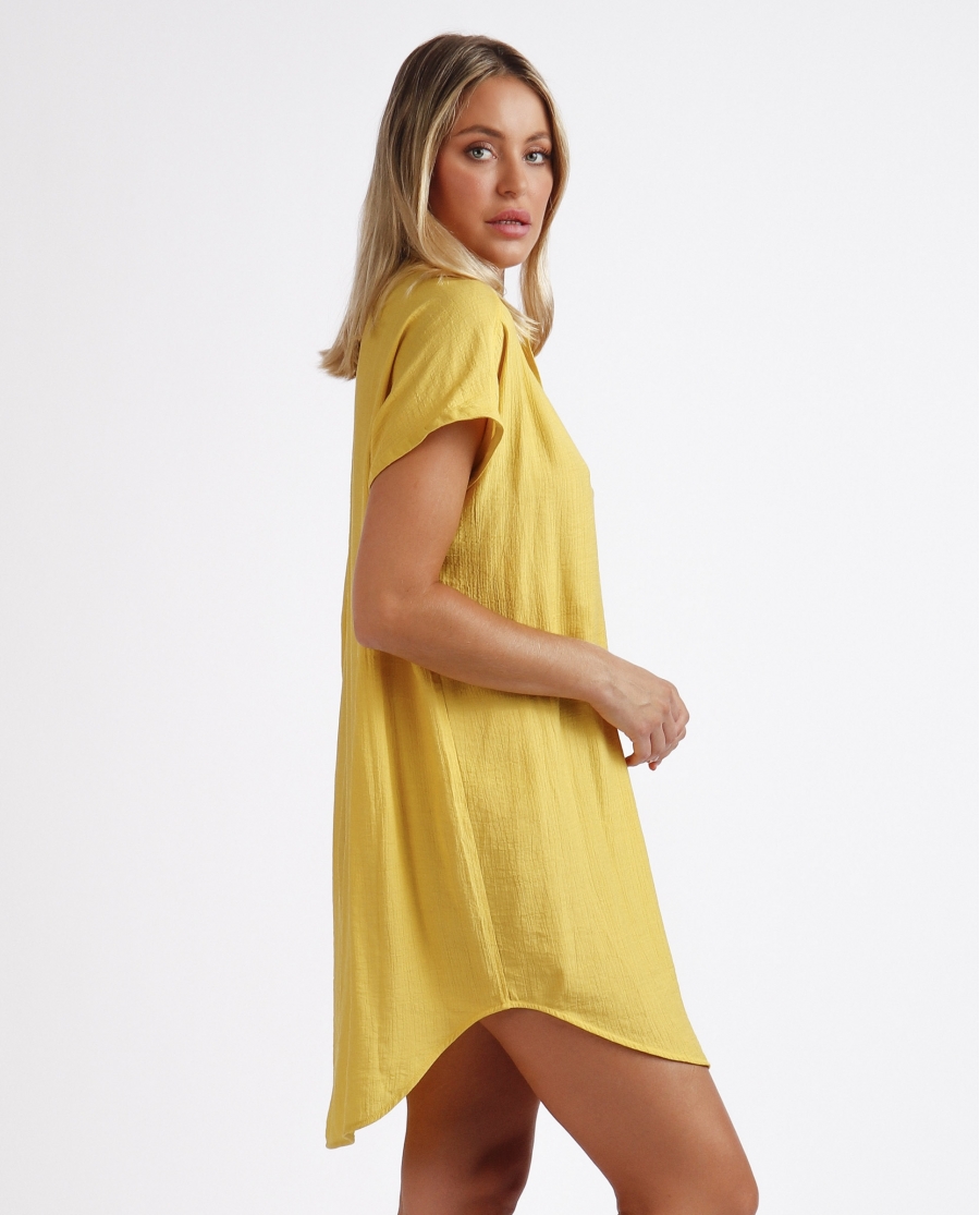 ADMAS Vestido Camisero Manga Corta Fluido para Mujer LIMA