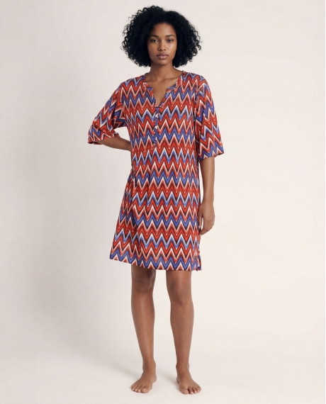 ADMAS Vestido Manga Corta Ethnic Waves para Mujer NARANJA