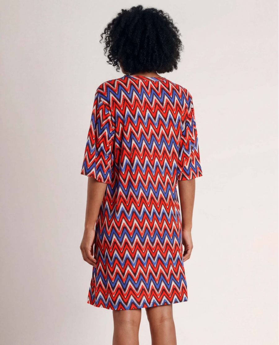ADMAS Vestido Manga Corta Ethnic Waves para Mujer NARANJA