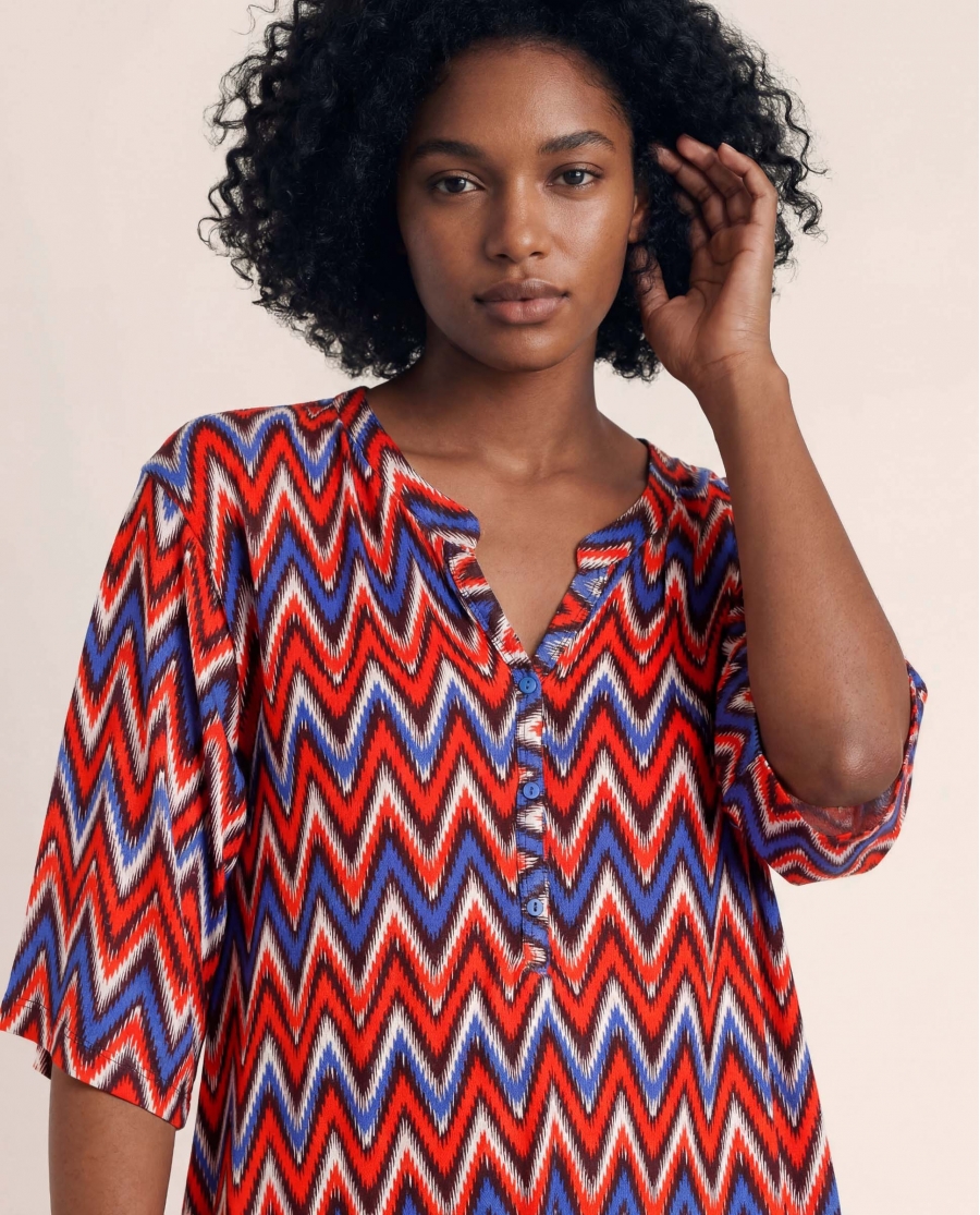 ADMAS Vestido Manga Corta Ethnic Waves para Mujer NARANJA