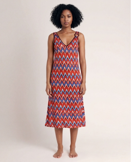 ADMAS Vestido Sin Mangas Ethnic Waves para Mujer NARANJA