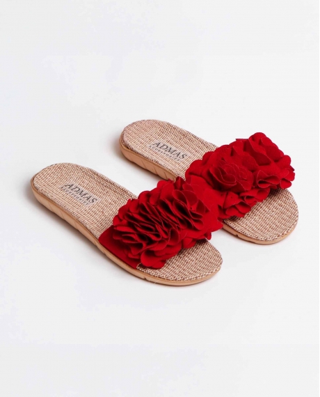 ADMAS Sandalias Flores para Mujer ROJO
