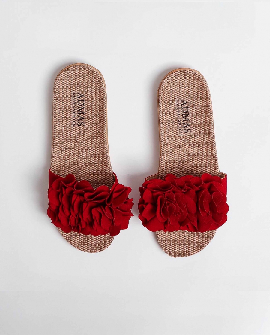 ADMAS Sandalias Flores para Mujer ROJO
