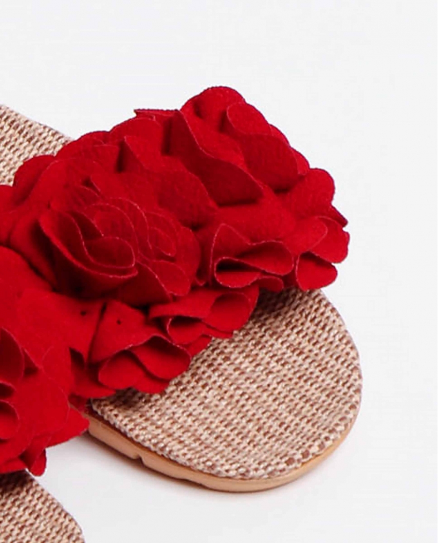 ADMAS Sandalias Flores para Mujer ROJO