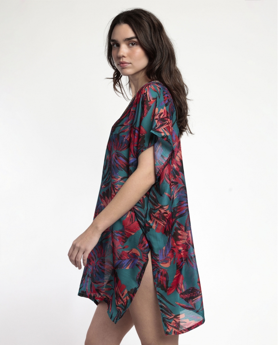 ADMAS Vestido Kaftan Manga Corta Tropical Ocean para Mujer OCEANO