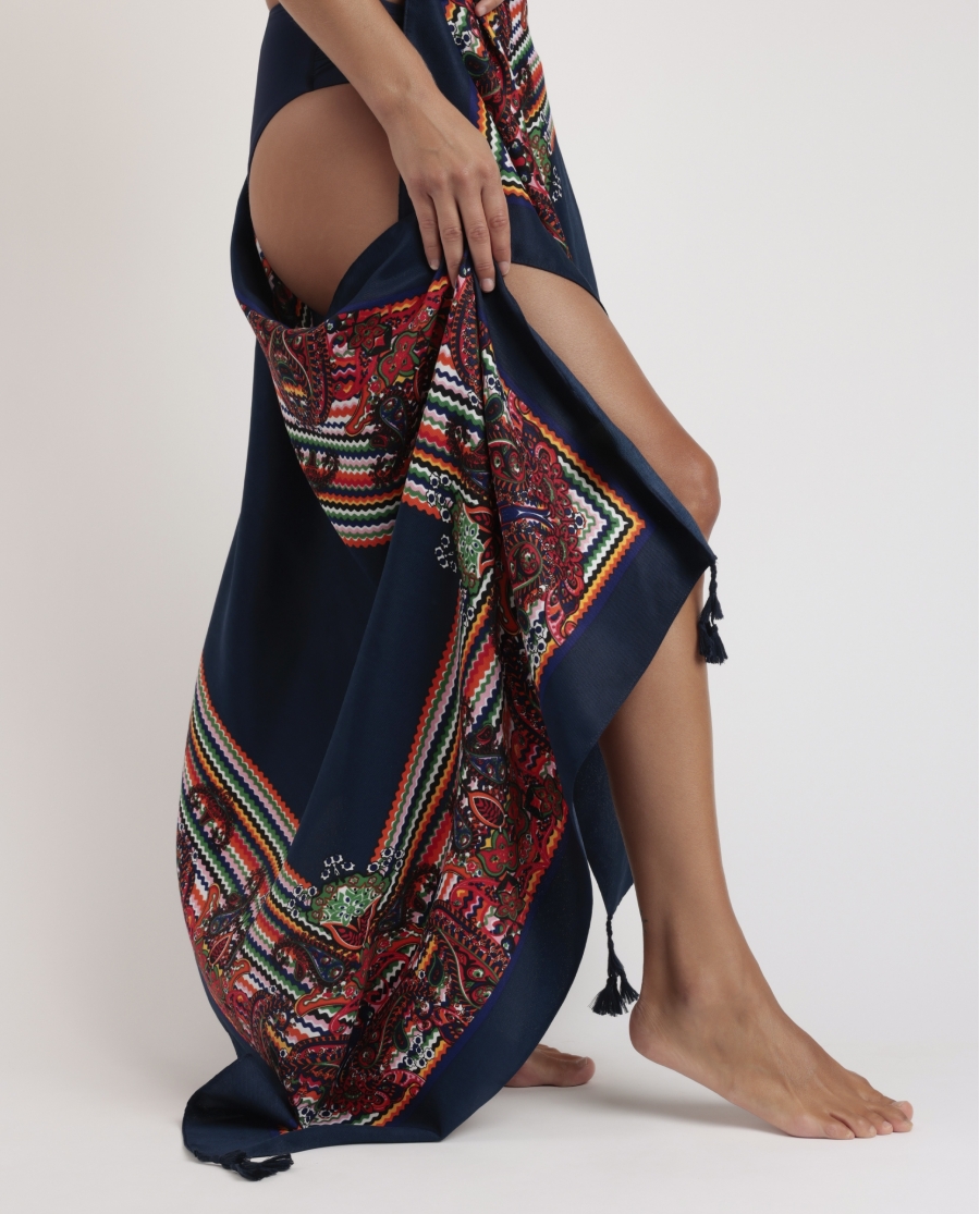 ADMAS Pareo Paisley Picunelas para Mujer MARINO
