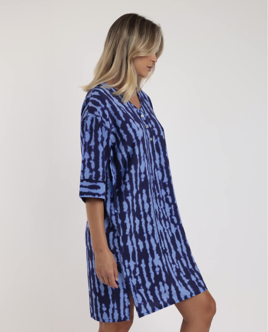 ADMAS Vestido Kimono Manga Francesa Tie & Dye para Mujer AZUL